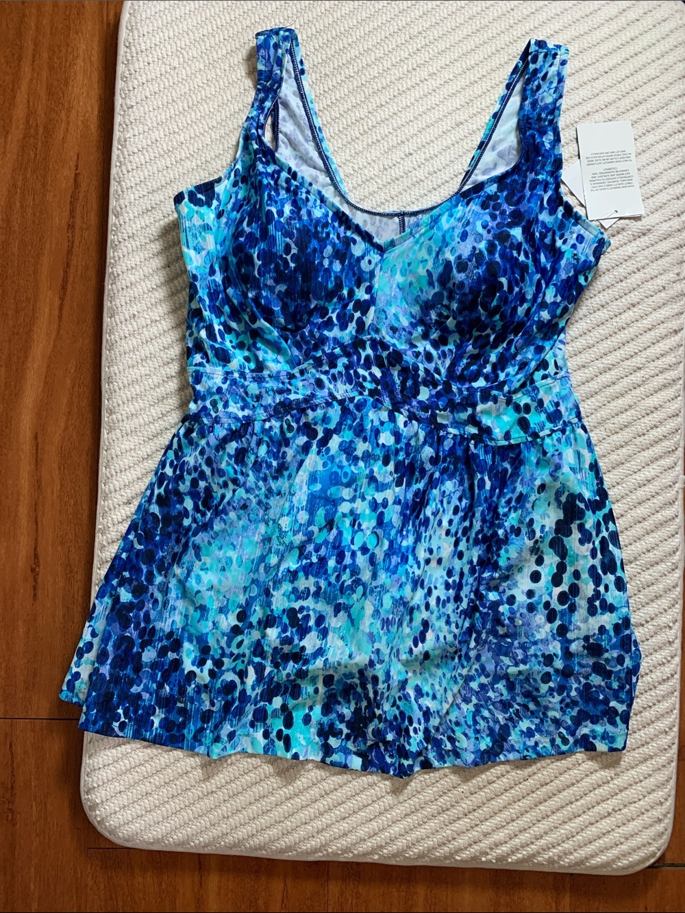 NWT AZUL Blue Printed One-Piece Swim-dress, Size 20W (maternity)